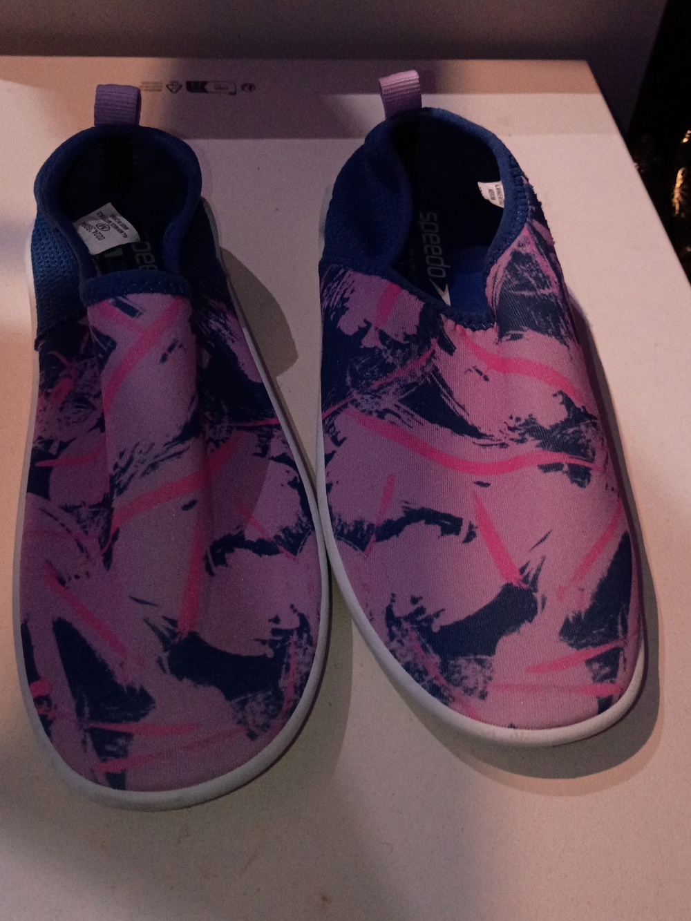 Speedo Kids Slip-On Water Shoes - Purple and Pink Abstract